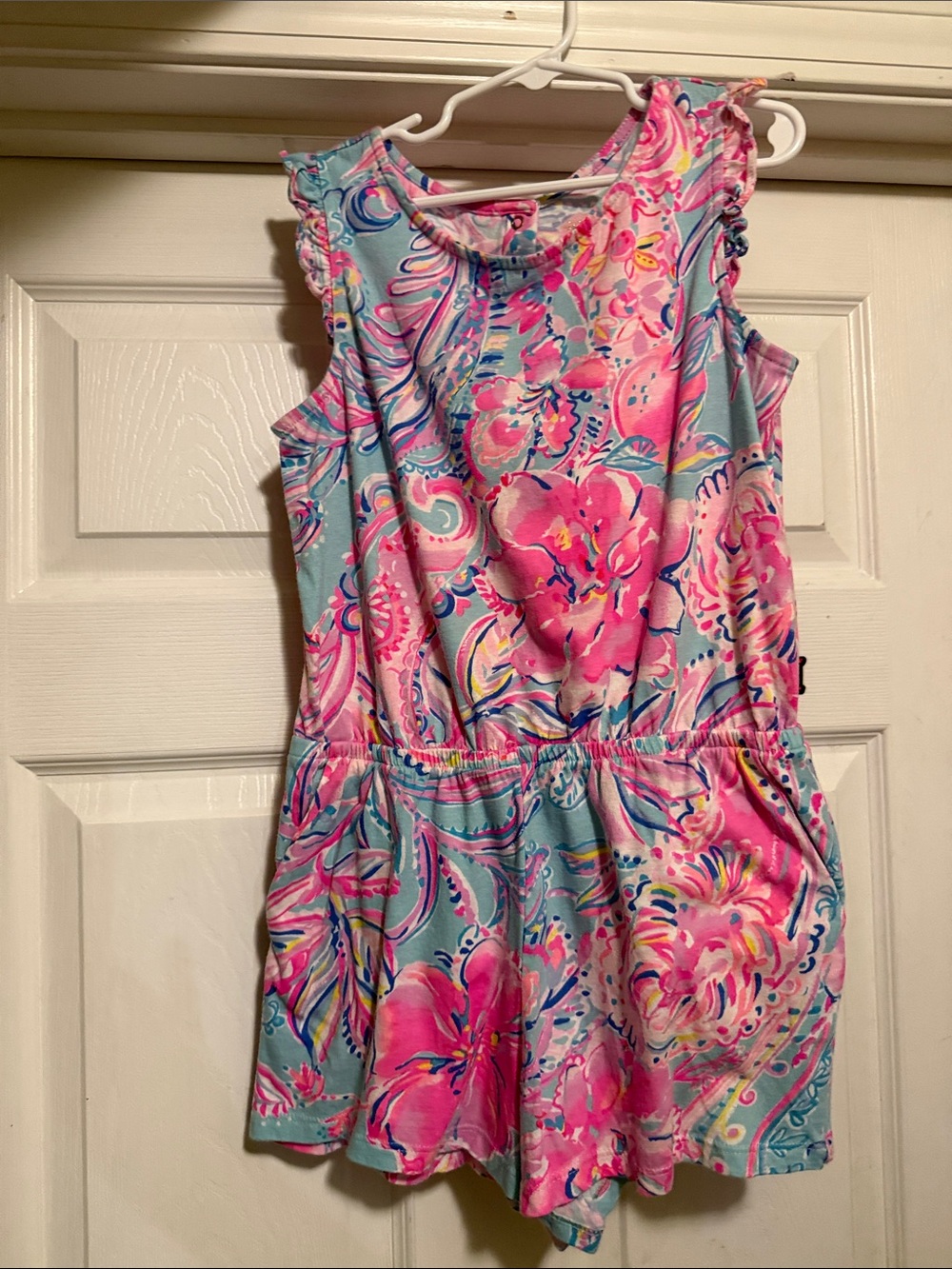 Lilly Pulitzer Pink & Aqua Floral Tank Romper